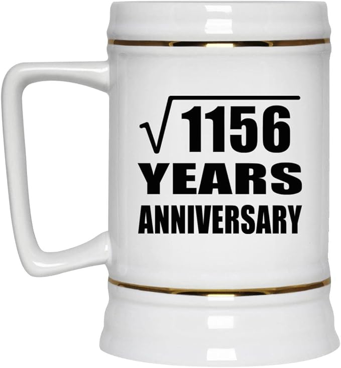 Подарки от Designsify, 34-я годовщина, квадратный корень из 1156 лет, керамическая кружка-бокал объемом 22 унции с ручкой для заморозки — для дня рождения, Рождества, Дня матери, Дня отца, вечеринки.