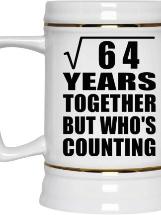 Подарки от Designsify, 8-я годовщина игры Square Root of 64 Years Who's Counting, керамическая кружка-бокал объемом 22 унции с ручкой для заморозки — для дня рождения, Рождества, Дня матери, Дня отца и вечеринки.