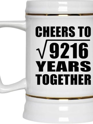 Подарки от Designsify, 96-я годовщина: «За квадратный корень из 9216 лет вместе!», керамическая кружка-бокал объемом 22 унции с ручкой для заморозки — для дня рождения, Рождества, Дня матери, Дня отца.