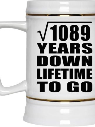 Подарки от Designsify, 33-я годовщина, квадратный корень из 1089 лет, керамическая кружка-бокал объемом 22 унции с ручкой для заморозки — для дня рождения, Рождества, Дня матери, Дня отца, вечеринки.