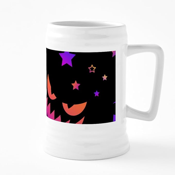 Керамическая пивная кружка CafePress с изображением разноцветных тыквенных мордочек, 740 мл.