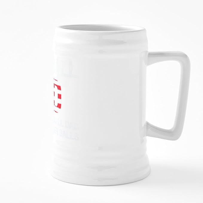 CafePress Softball Dad USA Flag Ceramic Beer Stein Mug 25 oz