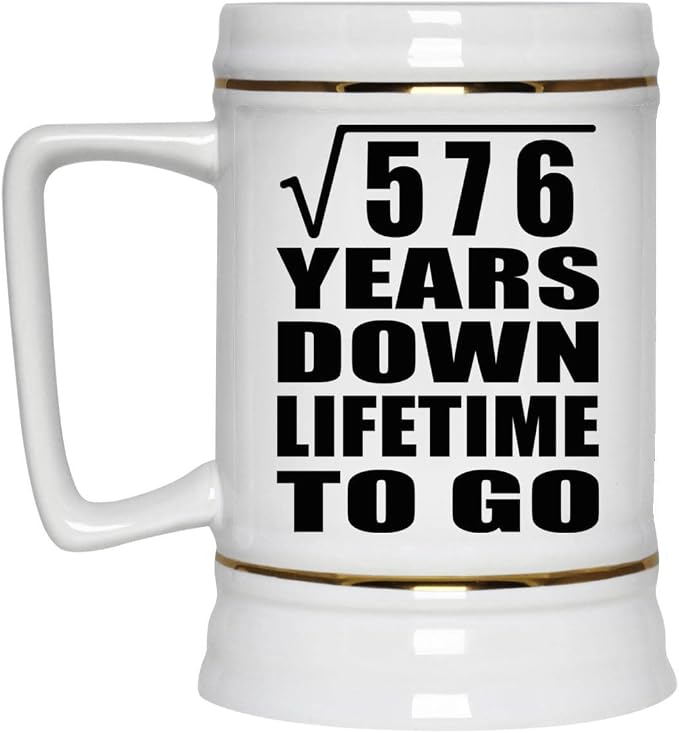 Подарки от Designsify, 24-я годовщина, квадратный корень из 576 лет, керамическая кружка-бокал объемом 22 унции с ручкой для заморозки — для дня рождения, Рождества, Дня матери, Дня отца, вечеринки.
