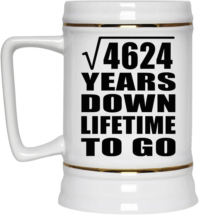 Подарки от Designsify, 68-я годовщина, квадратный корень из 4624 лет жизни, керамическая кружка-бокал объемом 22 унции с ручкой для заморозки — для дня рождения, Рождества, Дня матери, Дня отца и вечеринки.