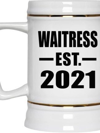 Designsify Gifts, Waitress (основана в 2021 году), керамическая кружка-бокал объемом 22 унции с ручкой для заморозки — для дня рождения, годовщины, Рождества, Дня матери, Дня отца, вечеринки, для мужчин, женщин, для него и для нее.