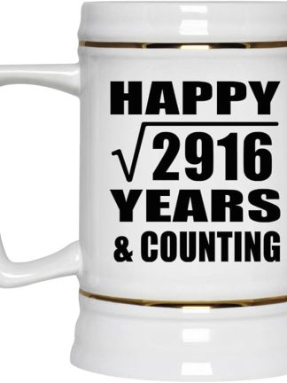 Подарки от Designsify, Счастливой 54-й годовщины! Квадратный корень из 2916 лет и это еще не конец! Керамическая кружка-бокал объемом 22 унции с ручкой для заморозки — для дня рождения, Рождества, Дня матери, Дня отца и вечеринки.