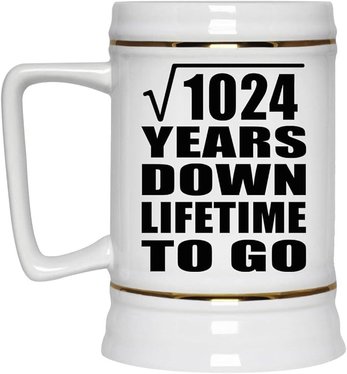 Подарки от Designsify, 32-я годовщина, квадратный корень из 1024 лет, керамическая кружка-бокал объемом 22 унции с ручкой для заморозки — для дня рождения, Рождества, Дня матери, Дня отца, вечеринки.