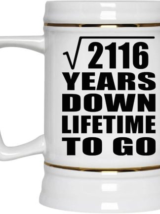 Подарки от Designsify, 46-я годовщина, квадратный корень из 2116 лет, керамическая кружка-бокал объемом 22 унции с ручкой для заморозки — для дня рождения, Рождества, Дня матери, Дня отца и вечеринки.
