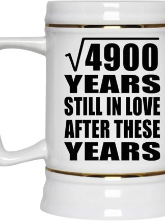 Подарки от Designsify, 70-летие, квадратный корень из 4900 лет, «Все еще любим», керамическая кружка-бокал объемом 22 унции с ручкой для заморозки — для дня рождения, Рождества, Дня матери, Дня отца, вечеринки.