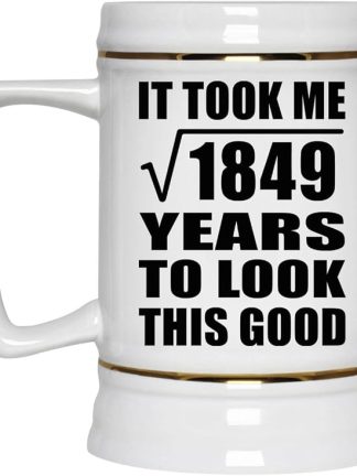 Подарки от Designsify, 43-й день рождения: для создания хорошего образа нужно взять квадратный корень из 1849 лет, керамическая кружка-бокал объемом 22 унции с ручкой для заморозки - для годовщины, Рождества, Дня матери, Дня отца.