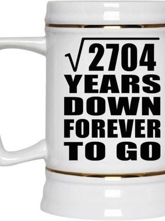 Подарки от Designsify, 52-я годовщина, квадратный корень из 2704 лет, навсегда, керамическая кружка-бокал объемом 22 унции с ручкой для заморозки — для дня рождения, Рождества, Дня матери, Дня отца, вечеринки