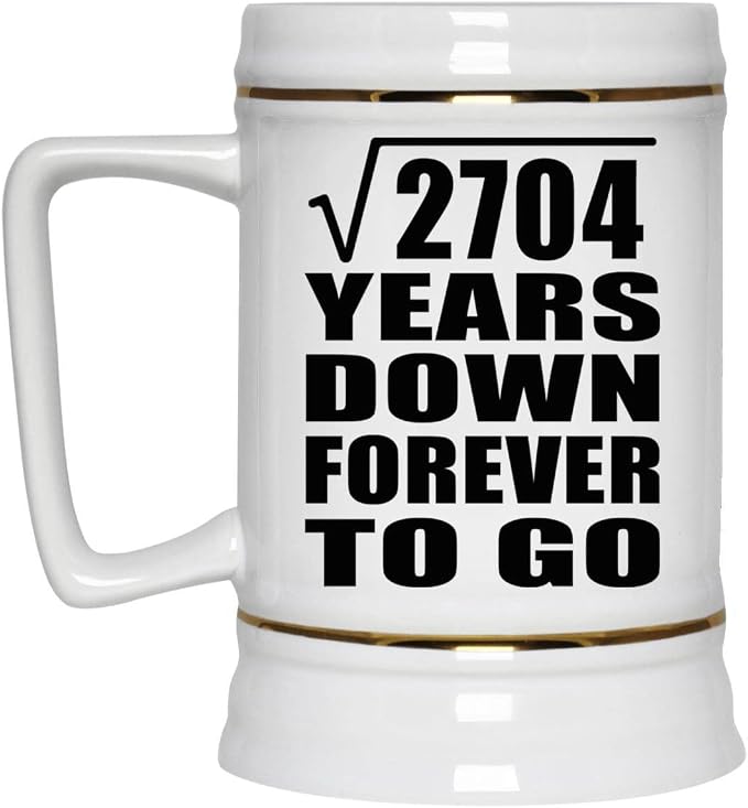 Подарки от Designsify, 52-я годовщина, квадратный корень из 2704 лет, навсегда, керамическая кружка-бокал объемом 22 унции с ручкой для заморозки — для дня рождения, Рождества, Дня матери, Дня отца, вечеринки
