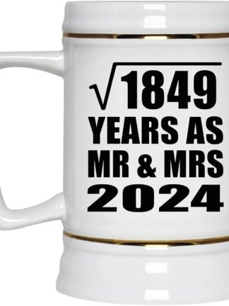 Подарки от Designsify, 43-я годовщина свадьбы (квадратный корень из 1849 лет) в качестве мистера и миссис 2024, керамическая кружка-бокал объемом 22 унции с ручкой для заморозки — для дня рождения, Рождества, Дня матери, Дня отца и вечеринки.