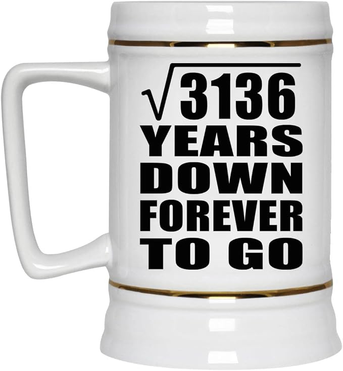 Подарки от Designsify, 56-я годовщина, квадратный корень из 3136 лет, навсегда, керамическая кружка-бокал объемом 22 унции с ручкой для заморозки — для дня рождения, Рождества, Дня матери, Дня отца, вечеринки.