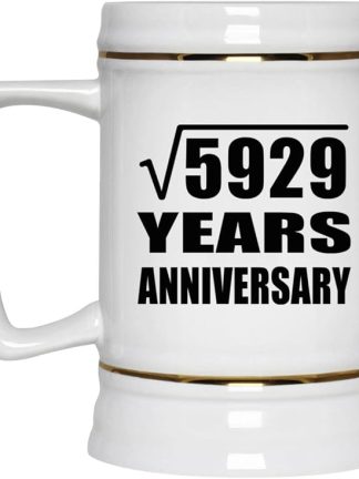 Подарки от Designsify, 77-я годовщина, квадратный корень из 5929 лет, керамическая кружка-бокал объемом 22 унции с ручкой для заморозки — для дня рождения, Рождества, Дня матери, Дня отца.