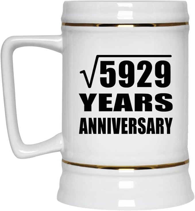 Подарки от Designsify, 77-я годовщина, квадратный корень из 5929 лет, керамическая кружка-бокал объемом 22 унции с ручкой для заморозки — для дня рождения, Рождества, Дня матери, Дня отца.