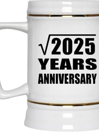 Подарки от Designsify, 45-я годовщина, квадратный корень из 2025 лет, керамическая кружка-бокал объемом 22 унции с ручкой для заморозки — для дня рождения, Рождества, Дня матери, Дня отца.