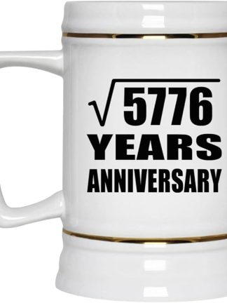 Подарки от Designsify, 76-я годовщина, квадратный корень из 5776 лет, керамическая кружка-бокал объемом 22 унции с ручкой для заморозки — для дня рождения, Рождества, Дня матери, Дня отца и вечеринки.