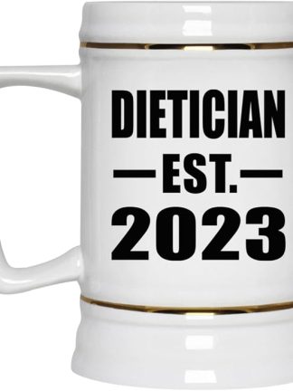 Designsify Gifts, Диетолог, Основана в 2023 году, Керамическая кружка-бокал для пива объемом 22 унции с ручкой, подходит для заморозки — для дня рождения, годовщины, Рождества, Дня матери, Дня отца, вечеринки, для мужчин, женщин и него.