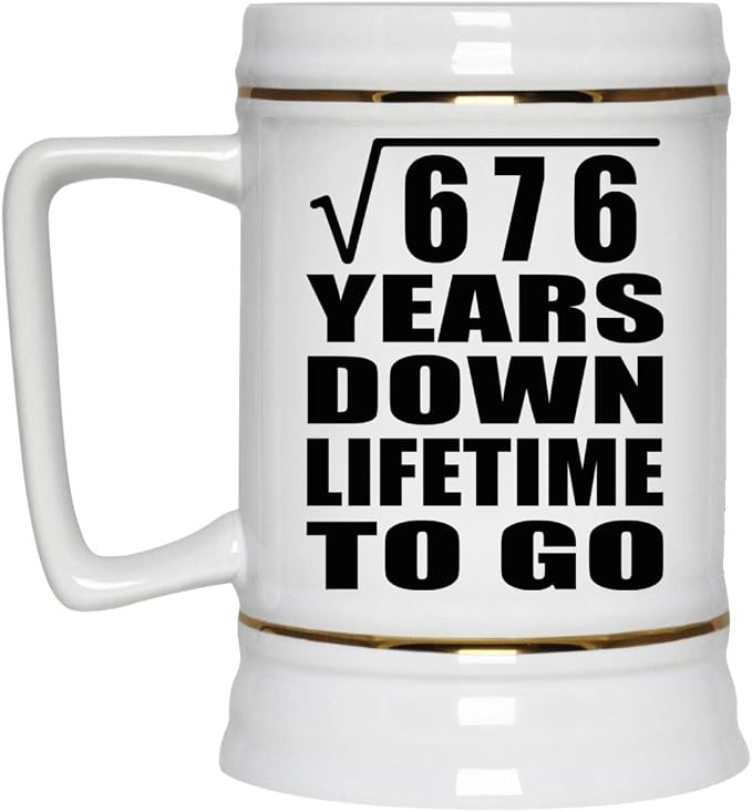 Подарки от Designsify, 26-я годовщина, квадратный корень из 676 лет, керамическая кружка-бокал объемом 22 унции с ручкой для заморозки — для дня рождения, Рождества, Дня матери, Дня отца и вечеринки.