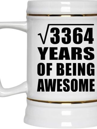 Подарки от Designsify, 58-й день рождения, квадратный корень из 3364 лет быть потрясающим, керамическая кружка-бокал объемом 22 унции с ручкой для заморозки — для годовщины, Рождества, Дня матери, Дня отца, вечеринки