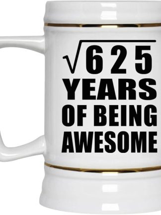 Подарки от Designsify, 25-летие, квадратный корень из 625 лет быть потрясающим, керамическая кружка-бокал объемом 22 унции с ручкой для заморозки — для годовщины, Рождества, Дня матери, Дня отца, вечеринки