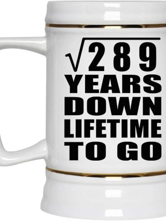 Подарки от Designsify, 17-я годовщина, квадратный корень из 289 лет, керамическая кружка-бокал объемом 22 унции с ручкой для заморозки — для дня рождения, Рождества, Дня матери, Дня отца и вечеринки.