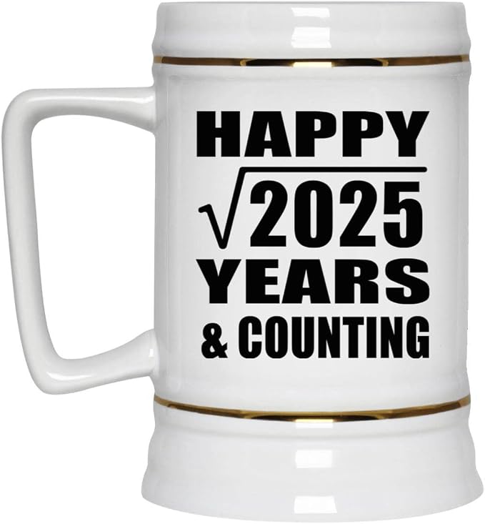 Подарки от Designsify, Счастливой 45-й годовщины! Квадратный корень из 2025 лет и больше! Керамическая кружка-бокал объемом 22 унции с ручкой для заморозки — для дня рождения, Рождества, Дня матери, Дня отца и вечеринки.