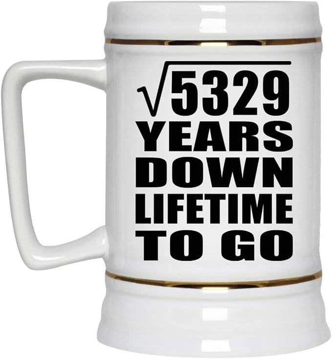 Подарки от Designsify, 73-я годовщина, квадратный корень из 5329 лет, керамическая кружка-бокал объемом 22 унции с ручкой для заморозки — для дня рождения, Рождества, Дня матери, Дня отца.