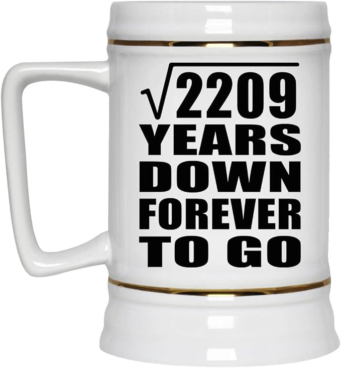 Подарки от Designsify, 47-я годовщина, квадратный корень из 2209 лет, навсегда, керамическая кружка-бокал объемом 22 унции с ручкой для заморозки — для дня рождения, Рождества, Дня матери, Дня отца, вечеринки