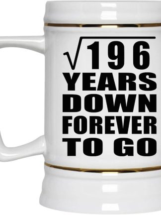Подарки от Designsify, 14-я годовщина, квадратный корень из 196 лет, навсегда, керамическая кружка-бокал объемом 22 унции с ручкой для заморозки — для дня рождения, Рождества, Дня матери, Дня отца, вечеринки.
