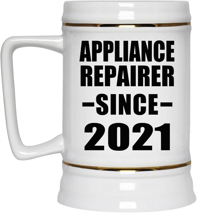 Designsify Gifts, мастерская по ремонту бытовой техники с 2021 года, керамическая кружка-бокал объемом 22 унции с ручкой для морозильной камеры — подарок на день рождения, годовщину, Рождество, День матери, День отца, вечеринку, для мужчин, женщин, для него и для нее.