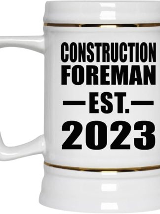 Designsify Gifts, кружка для пивного прораба, основанная в 2023 году, керамическая, объемом 22 унции (550 мл), с ручкой, для заморозки — идеально подходит для дня рождения, годовщины, Рождества, Дня матери, Дня отца и вечеринки.