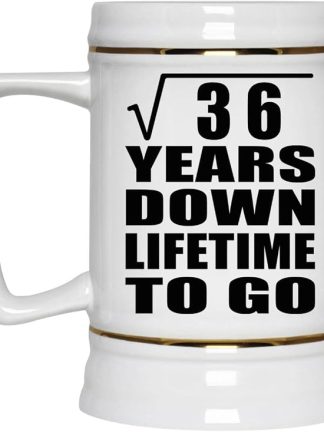 Подарки от Designsify, 6-я годовщина, квадратный корень из 36 лет, Lifetime To Go, керамическая кружка-бокал объемом 22 унции с ручкой для заморозки — для дня рождения, Рождества, Дня матери, Дня отца, вечеринки.