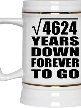 Подарки от Designsify, 68-я годовщина, квадратный корень из 4624 лет, навсегда, керамическая кружка-бокал объемом 22 унции с ручкой для заморозки — для дня рождения, Рождества, Дня матери, Дня отца, вечеринки.