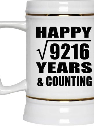 Подарки от Designsify, Счастливой 96-й годовщины! Квадратный корень из 9216 лет и это еще не конец! Керамическая кружка-бокал объемом 22 унции с ручкой для заморозки — для дня рождения, Рождества, Дня матери, Дня отца и вечеринки.