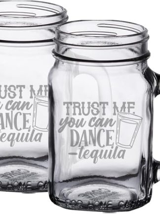 Кружка Hat Shark Trust Me You Can Dance Tequila объемом 473 мл (16 унций) с лазерной гравировкой, идеально подходит для дней рождения, праздников, годовщин, подарков для него и для нее (набор из 2 штук).