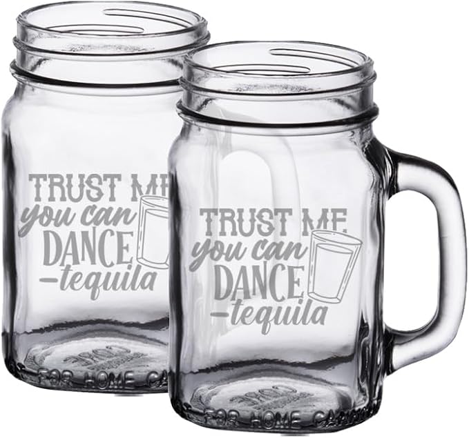 Кружка Hat Shark Trust Me You Can Dance Tequila объемом 473 мл (16 унций) с лазерной гравировкой, идеально подходит для дней рождения, праздников, годовщин, подарков для него и для нее (набор из 2 штук).