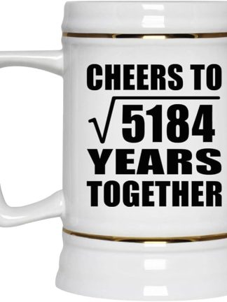 Подарки от Designsify, 72-я годовщина: «За квадратный корень из 5184 лет вместе!», керамическая кружка-бокал объемом 22 унции с ручкой для заморозки — для дня рождения, Рождества, Дня матери, Дня отца.