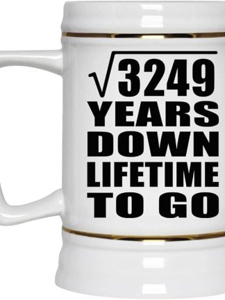 Подарки от Designsify, 57-я годовщина, квадратный корень из 3249 лет жизни, керамическая кружка-бокал объемом 22 унции с ручкой для заморозки — для дня рождения, Рождества, Дня матери, Дня отца и вечеринки.