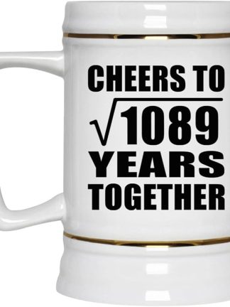 Подарки от Designsify, 33-я годовщина: «За квадратный корень из 1089 лет совместной жизни!», керамическая кружка-бокал объемом 22 унции с ручкой для заморозки — для дня рождения, Рождества, Дня матери, Дня отца.