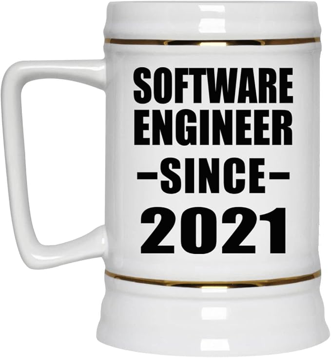 Designsify Gifts, Программист с 2021 года, Керамическая кружка-бокал для пива объемом 22 унции с ручкой, подходит для заморозки — подарок на день рождения, годовщину, Рождество, День матери, День отца, вечеринку, для мужчин, женщин, для него и для нее.