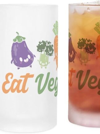 CafePress Ешьте овощи Вегетарианство Веганство Овощи Матовая кружка для пива 473 мл Матовое стекло