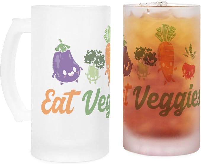 CafePress Ешьте овощи Вегетарианство Веганство Овощи Матовая кружка для пива 473 мл Матовое стекло