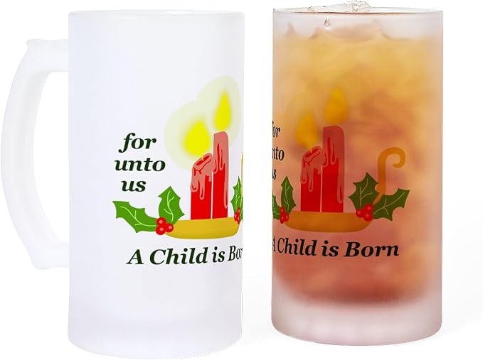CafePress Кружка для пива Рождение ребенка из матового стекла, 473 мл.
