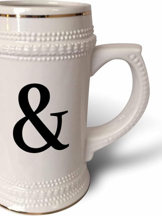 Кружка 3dRose Ampersand-Stylish Black and Sign-Cool Punctuation Marks Symbol-Together, 18 унций (STN_151646_1), кружка 22 унции, белая.