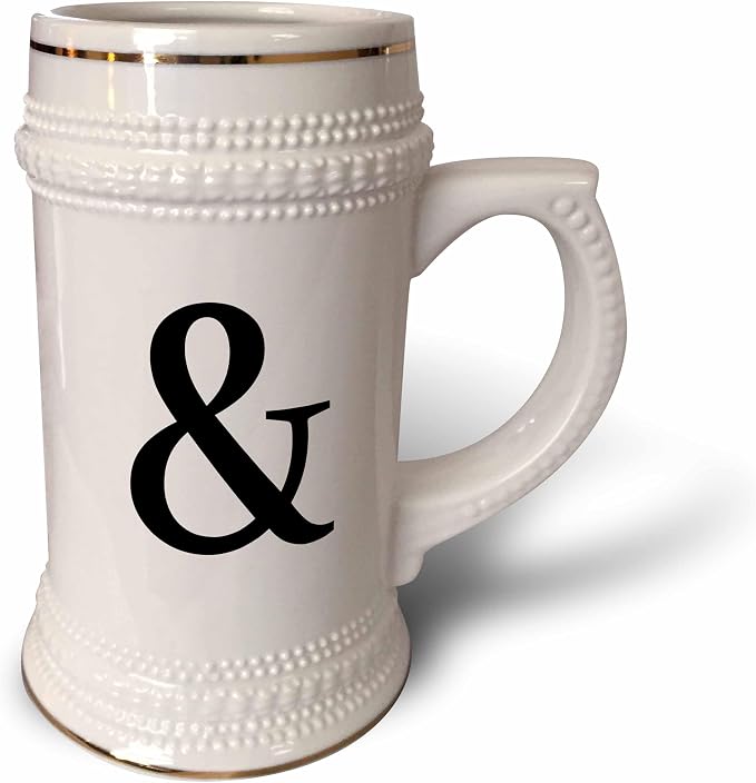 Кружка 3dRose Ampersand-Stylish Black and Sign-Cool Punctuation Marks Symbol-Together, 18 унций (STN_151646_1), кружка 22 унции, белая.