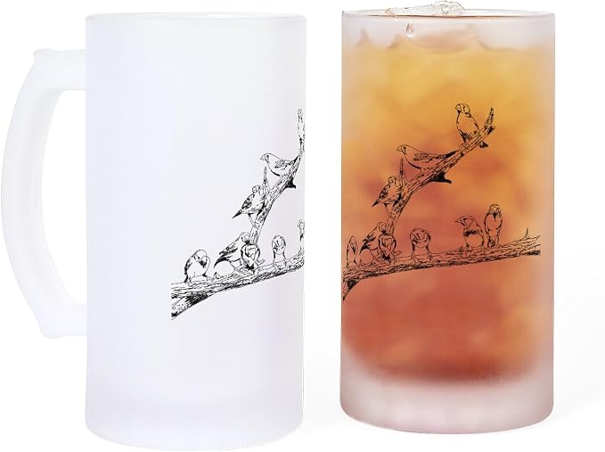 Пивная кружка CafePress Zebra Finch Frosted Stein объемом 16 унций (473 мл) из матового стекла.
