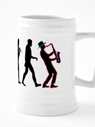 Керамическая пивная кружка CafePress Saxophone Player Evolution объемом 25 унций.