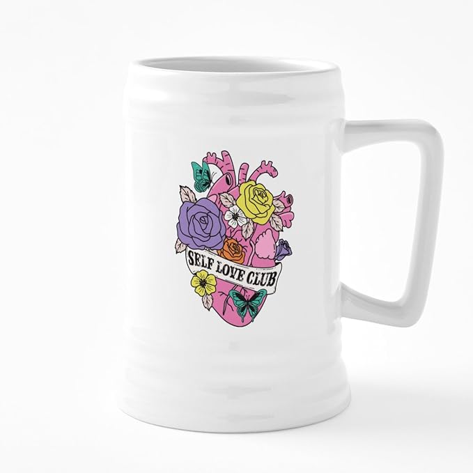 Керамическая пивная кружка CafePress Self Love Club Heart объемом 25 унций.